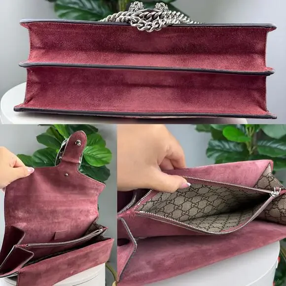 A204💎✨Authentic Gucci Dionysus Shoulder Bag GG Supreme Blooms Small Antique - Picture 6 of 8